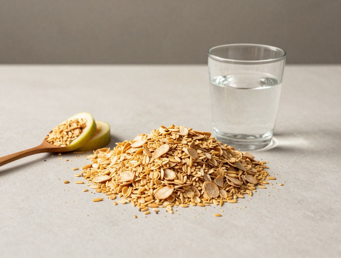 Draufsicht auf einen Frühstückstisch mit frischen Früchten, Haferflocken, Samen und einem Glas Wasser im Morgenlicht, symbolisiert einen gesunden Alltagsrhythmus und ausgewogene Ernährungsgewohnheiten